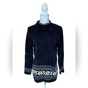 White Stag Christmas Sweater Womens Medium Black And White Cardigan Vintage Warm